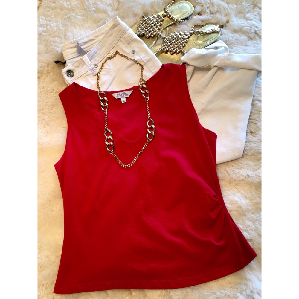 Allen for ABS cropped red side gathered red top